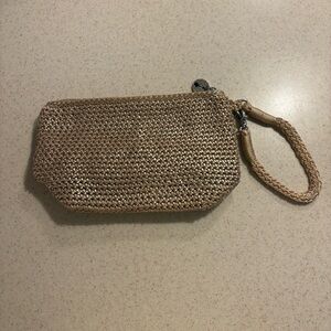 The Sak Beige/Gold Woven Clutch